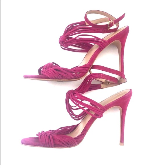 Kurt Geiger Suede Knot Ankle Wrap Open Toe Heels - Picture 5 of 12